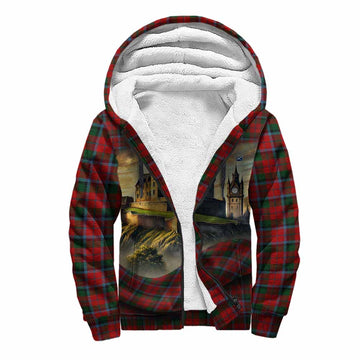 MacNaughton (McNaughton) Tartan Family Crest Sherpa Hoodie with Scottish Ancient Castle Style