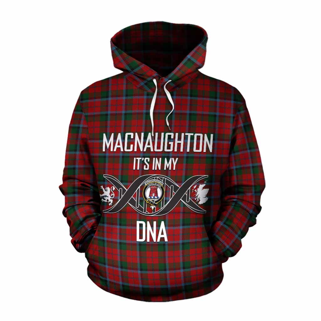 Tartan Vibes Clothing MacNaughton (McNaughton) Tartan Cotton Hoodie with Family Crest DNA In Me Style