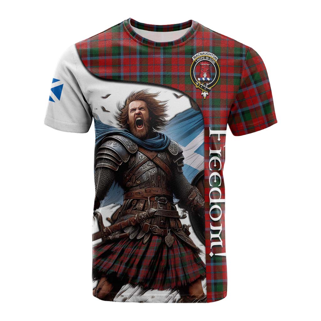 Tartan Vibes Clothing MacNaughton (McNaughton) Crest Tartan Cotton T-shirt Inspired by the Freedom of Scottish Warrior