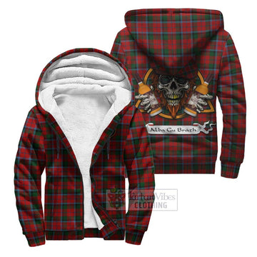 MacNaughton (McNaughton) Tartan Sherpa Hoodie with Family Crest and Bearded Skull Holding Bottles of Whiskey