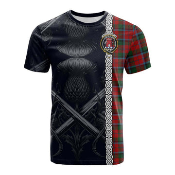 MacNaughton (McNaughton) Tartan Cotton T-shirt with Family Crest Cross Sword Thistle Celtic Vibes