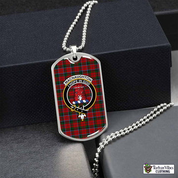 MacNaughton (McNaughton) Tartan Dog Tag Necklace with Family Crest