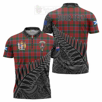 MacNaughton (McNaughton) Crest Tartan Zipper Polo Shirt with New Zealand Silver Fern Half Style