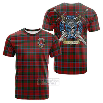 MacNaughton (McNaughton) Tartan Cotton T-shirt with Family Crest Celtic Skull Style