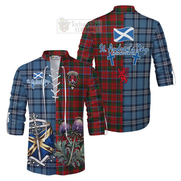 MacNaughton (McNaughton) Tartan Ghillie Kilt Shirt Happy St. Andrew's Day Half Tartan Style