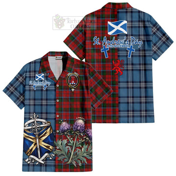 MacNaughton (McNaughton) Tartan Short Sleeve Button Shirt Happy St. Andrew's Day Half Tartan Style