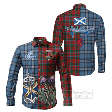 MacNaughton (McNaughton) Tartan Long Sleeve Button Shirt Happy St. Andrew's Day Half Tartan Style