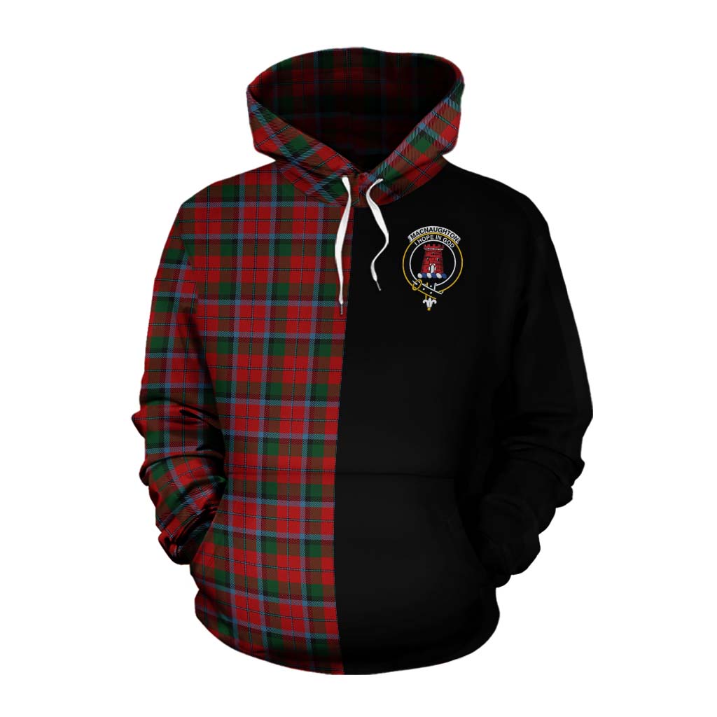 Tartan Vibes Clothing MacNaughton (McNaughton) Tartan Cotton Hoodie with Family Crest and Half Of Me Style