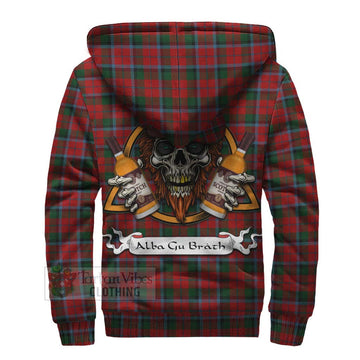 MacNaughton (McNaughton) Tartan Sherpa Hoodie with Family Crest and Bearded Skull Holding Bottles of Whiskey