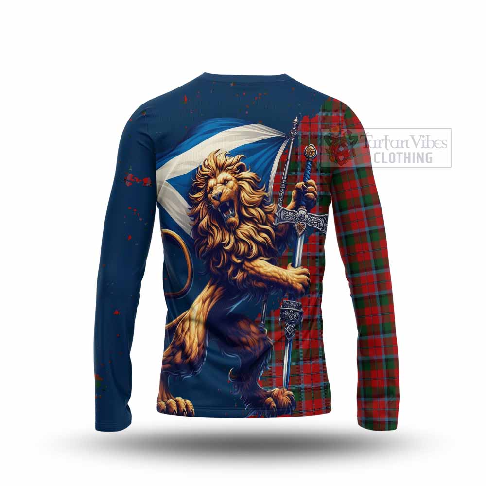 Tartan Vibes Clothing MacNaughton (McNaughton) Tartan Family Crest Long Sleeve T-Shirt with Scottish Majestic Lion