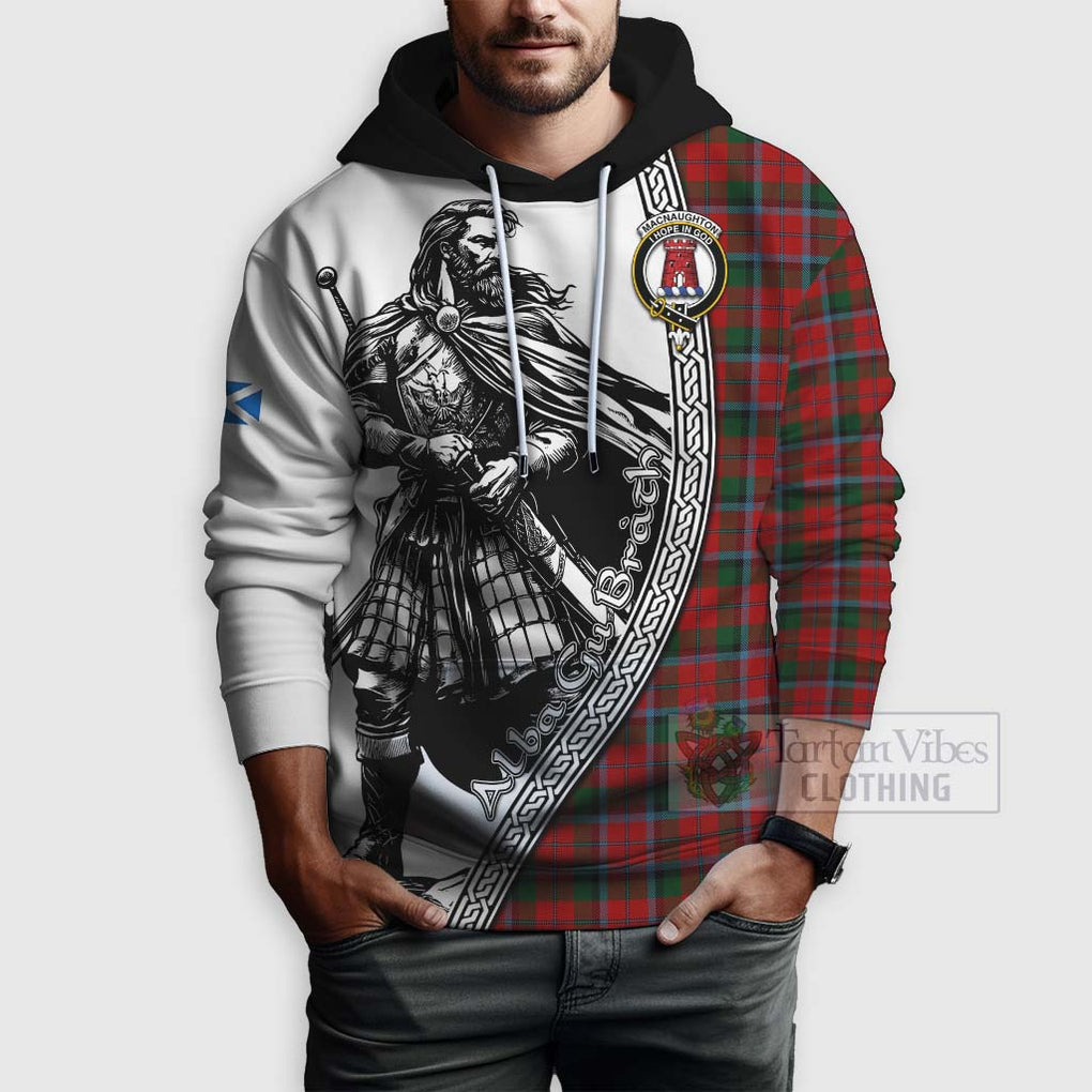 Tartan Vibes Clothing MacNaughton (McNaughton) Tartan Clan Crest Hoodie with Highlander Warrior Celtic Style