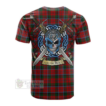 MacNaughton (McNaughton) Tartan Cotton T-shirt with Family Crest Celtic Skull Style