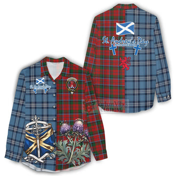 MacNaughton (McNaughton) Tartan Women's Casual Shirt Happy St. Andrew's Day Half Tartan Style