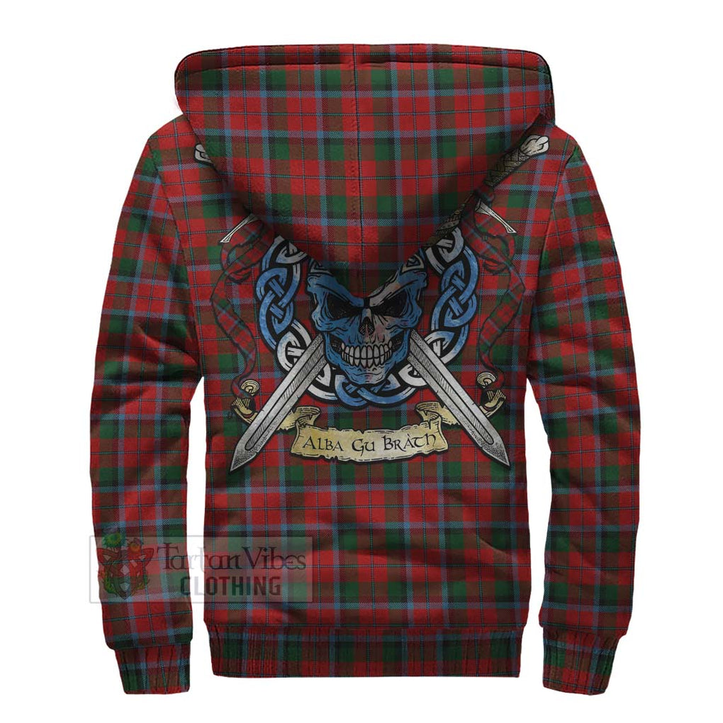 Tartan Vibes Clothing MacNaughton (McNaughton) Tartan Sherpa Hoodie with Family Crest Celtic Skull Style