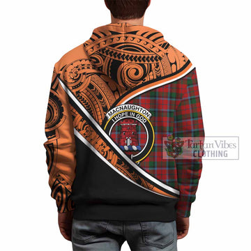 MacNaughton (McNaughton) Crest Tartan Hoodie with Polynesian Vibes Style - Orange Version