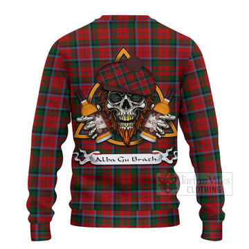 MacNaughton (McNaughton) Tartan Ugly Sweater with Family Crest and Bearded Skull Holding Bottles of Whiskey