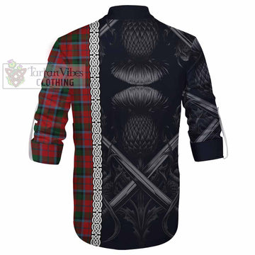 MacNaughton (McNaughton) Tartan Ghillie Kilt Shirt with Family Crest Cross Sword Thistle Celtic Vibes