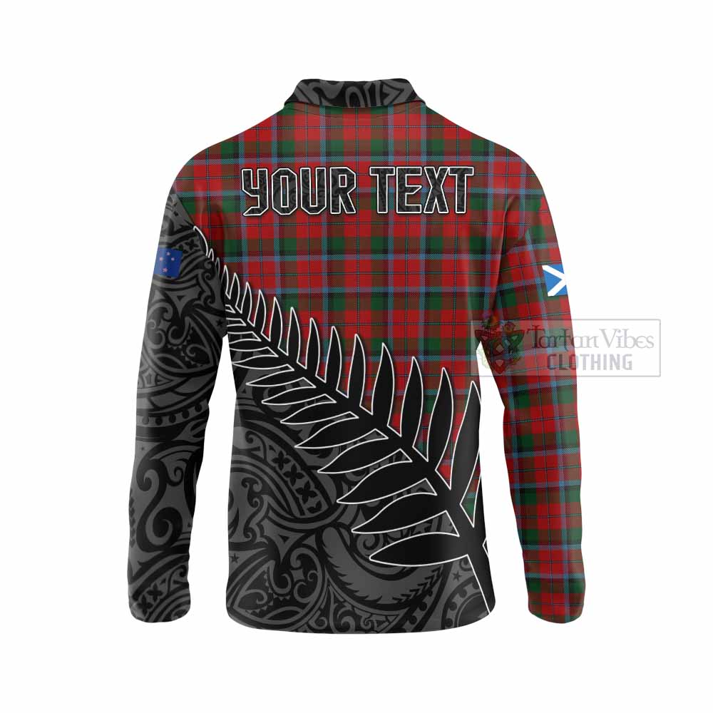 Tartan Vibes Clothing MacNaughton (McNaughton) Crest Tartan Long Sleeve Polo Shirt with New Zealand Silver Fern Half Style