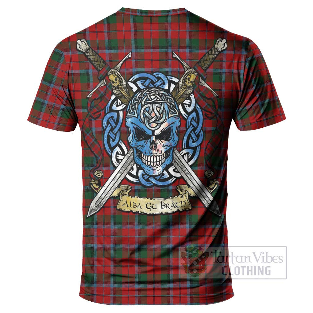 Tartan Vibes Clothing MacNaughton (McNaughton) Tartan T-Shirt with Family Crest Celtic Skull Style