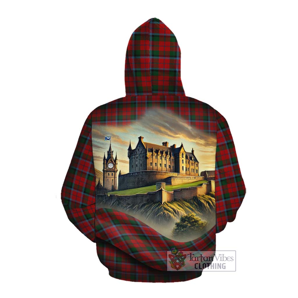 MacNaughton (McNaughton) Tartan Family Crest Cotton Hoodie with Scottish Ancient Castle Style Pullover Hoodie - Tartan Vibes Clothing