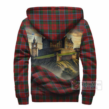 MacNaughton (McNaughton) Tartan Family Crest Sherpa Hoodie with Scottish Ancient Castle Style