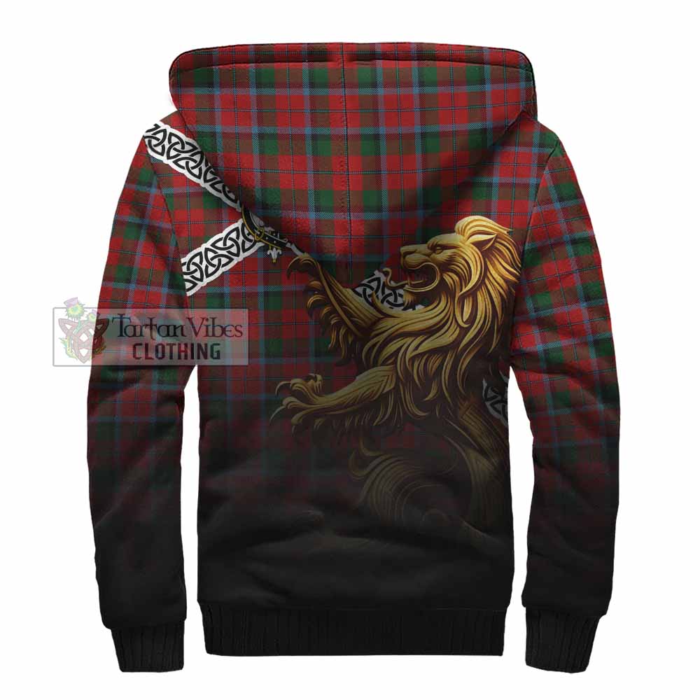 MacNaughton (McNaughton) Crest Tartan Sherpa Hoodie with Golden Lion Emblem Celtic Style - Tartan Vibes Clothing