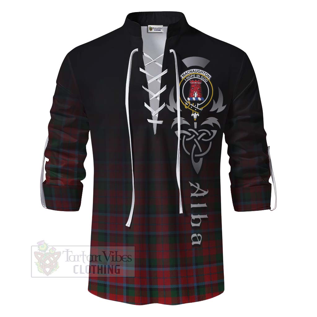 Tartan Vibes Clothing MacNaughton (McNaughton) Tartan Ghillie Kilt Shirt Featuring Alba Gu Brath Family Crest Celtic Inspired