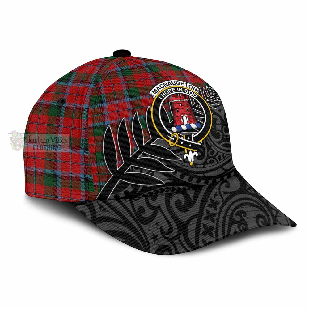 Tartan Vibes Clothing MacNaughton (McNaughton) Tartan Classic Cap with New Zealand Silver Fern Half Style