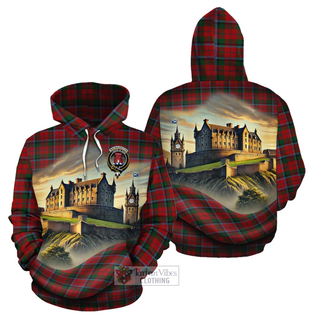 MacNaughton (McNaughton) Tartan Family Crest Cotton Hoodie with Scottish Ancient Castle Style - Tartan Vibes Clothing