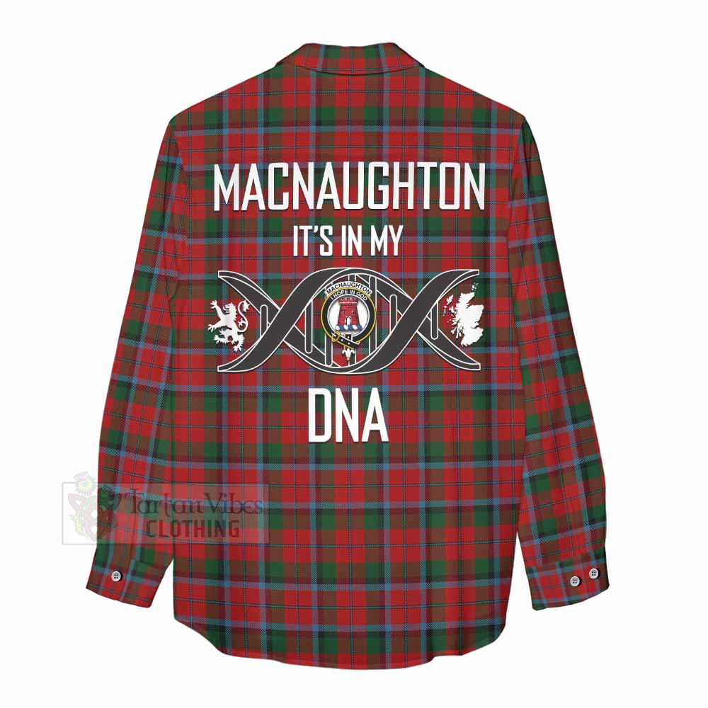 Tartan Vibes Clothing MacNaughton (McNaughton) Tartan Women's Casual Shirt with Family Crest DNA In Me Style