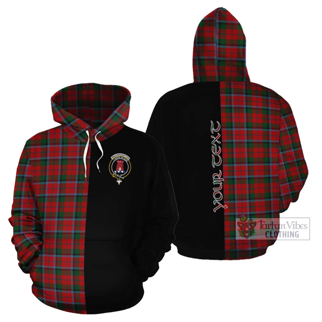 Tartan Vibes Clothing MacNaughton (McNaughton) Tartan Cotton Hoodie with Family Crest and Half Of Me Style