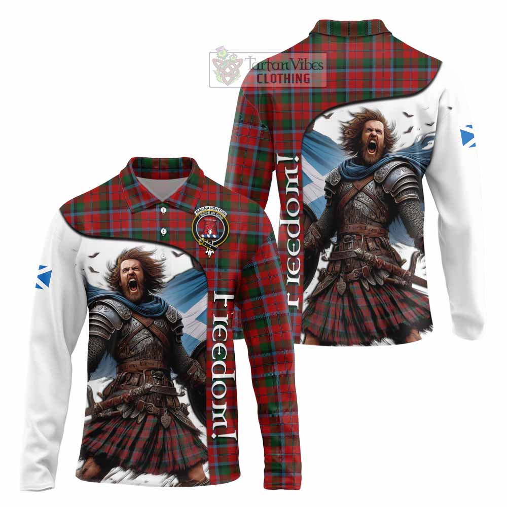 Tartan Vibes Clothing MacNaughton (McNaughton) Crest Tartan Long Sleeve Polo Shirt Inspired by the Freedom of Scottish Warrior