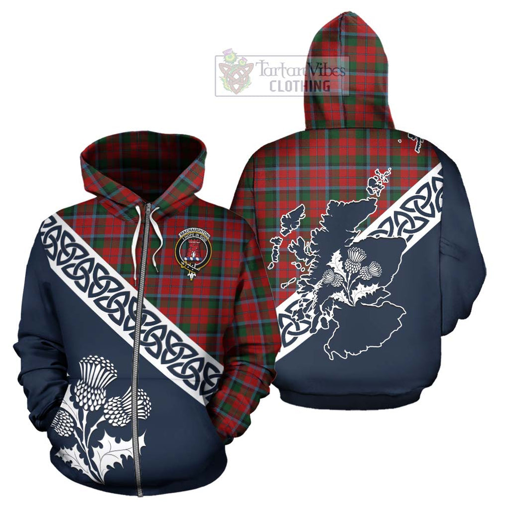 Tartan Vibes Clothing MacNaughton (McNaughton) Tartan Hoodie Featuring Thistle and Scotland Map