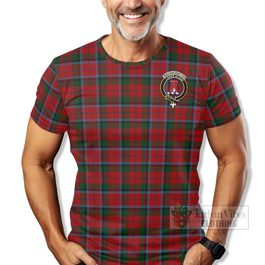 Tartan Vibes Clothing MacNaughton (McNaughton) Tartan T-Shirt with Family Crest Celtic Skull Style