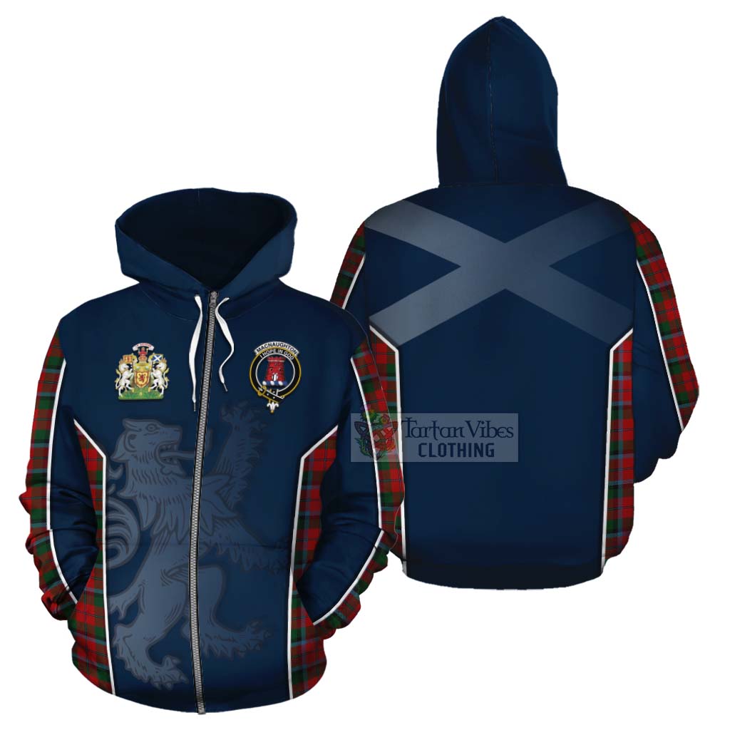 Tartan Vibes Clothing MacNaughton (McNaughton) Tartan Cotton Hoodie with Family Crest and Lion Rampant Vibes Sport Style