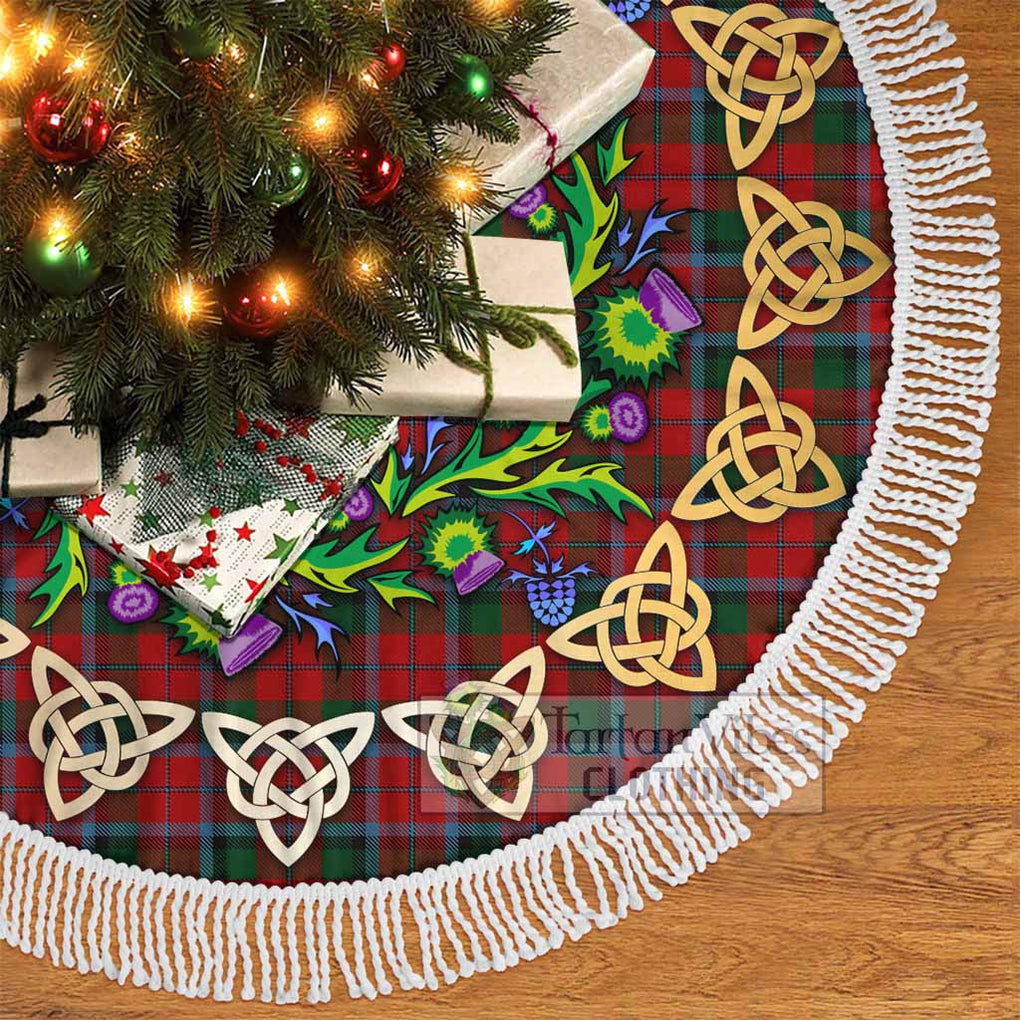 Tartan Vibes Clothing MacNaughton (McNaughton) Tartan Christmas Tree Skirt with Thistle Celtic Knot Style