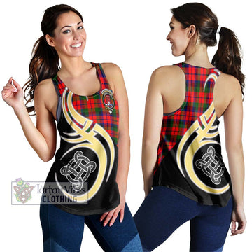 MacNaughton Modern Tartan Women's Racerback Tanks with Family Crest and Celtic Symbol Style