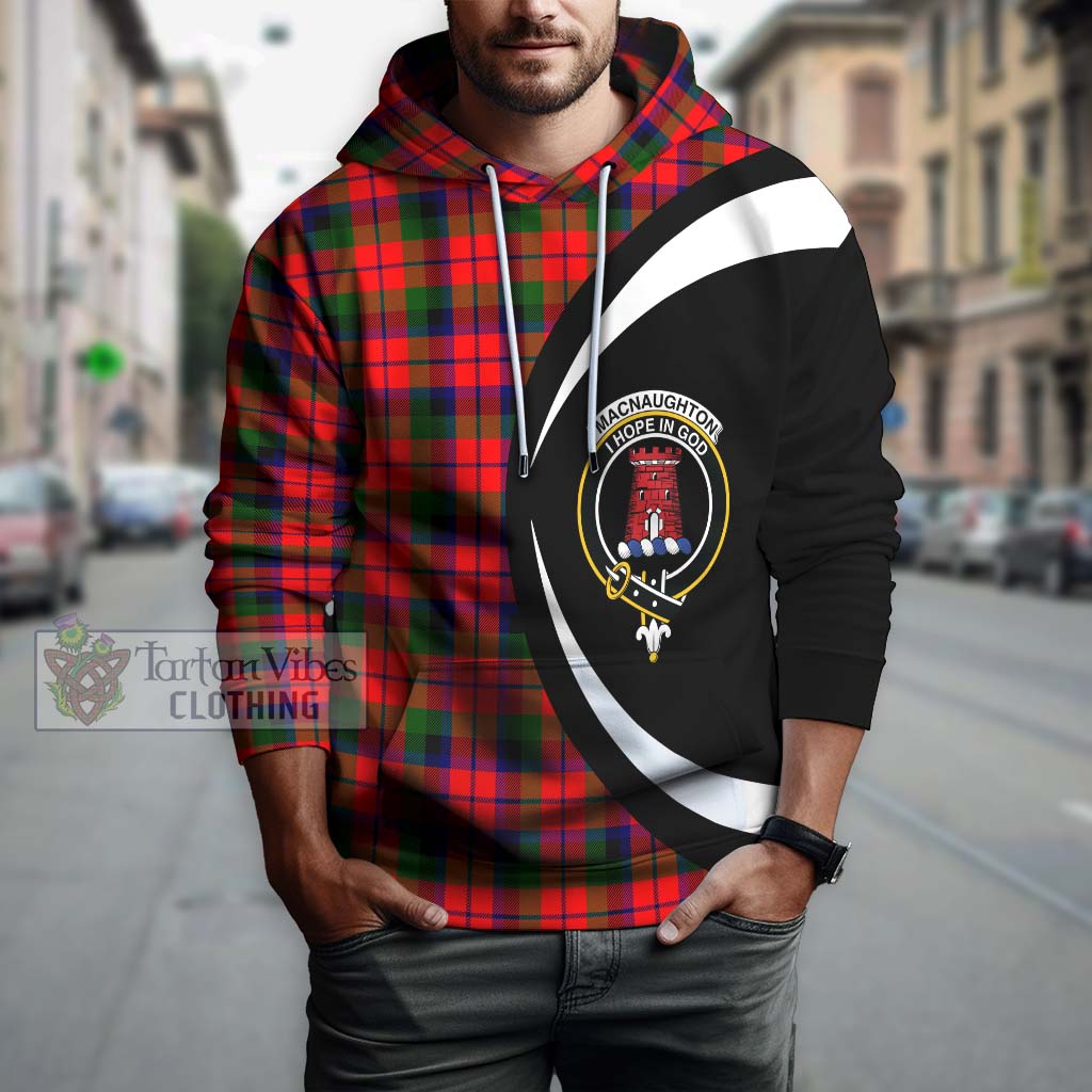 MacNaughton Modern Tartan Hoodie with Family Crest Circle Style Zip Hoodie - Tartan Vibes Clothing