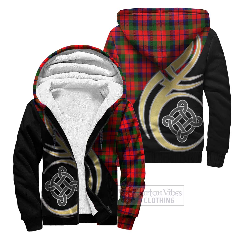 MacNaughton Modern Tartan Sherpa Hoodie with Family Crest and Celtic Symbol Style Unisex S - Tartan Vibes Clothing