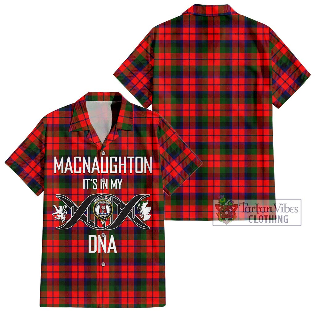 MacNaughton Modern Tartan Short Sleeve Button Shirt with Family Crest DNA In Me Style Kid - Tartanvibesclothing Shop