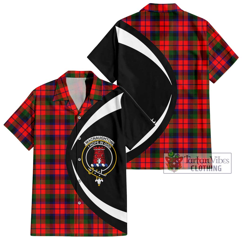 MacNaughton Modern Tartan Short Sleeve Button Up with Family Crest Circle Style Kid - Tartan Vibes Clothing