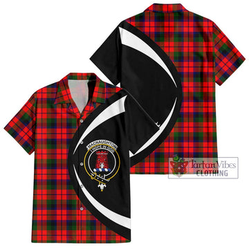 MacNaughton Modern Tartan Short Sleeve Button Up with Family Crest Circle Style