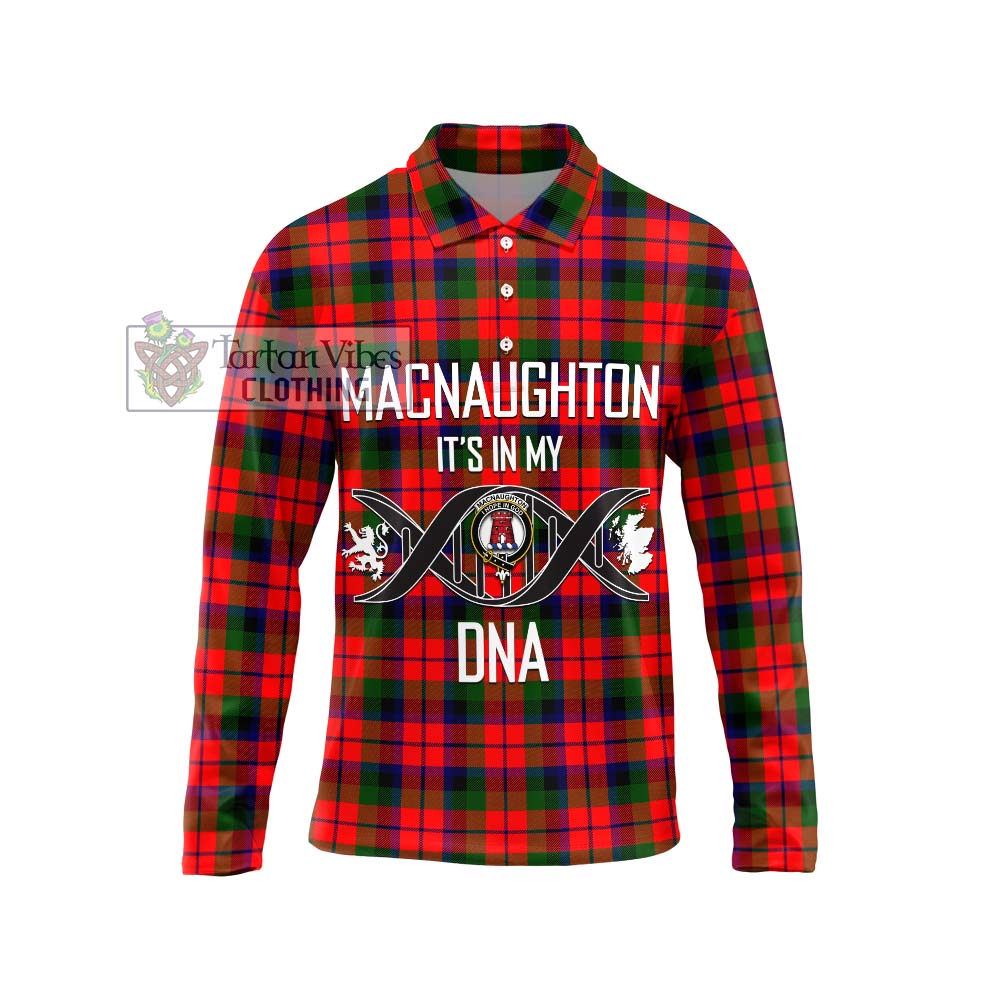 MacNaughton Modern Tartan Long Sleeve Polo Shirt with Family Crest DNA In Me Style Unisex - Tartanvibesclothing Shop