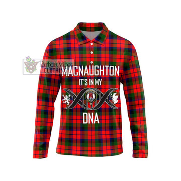 MacNaughton Modern Tartan Long Sleeve Polo Shirt with Family Crest DNA In Me Style