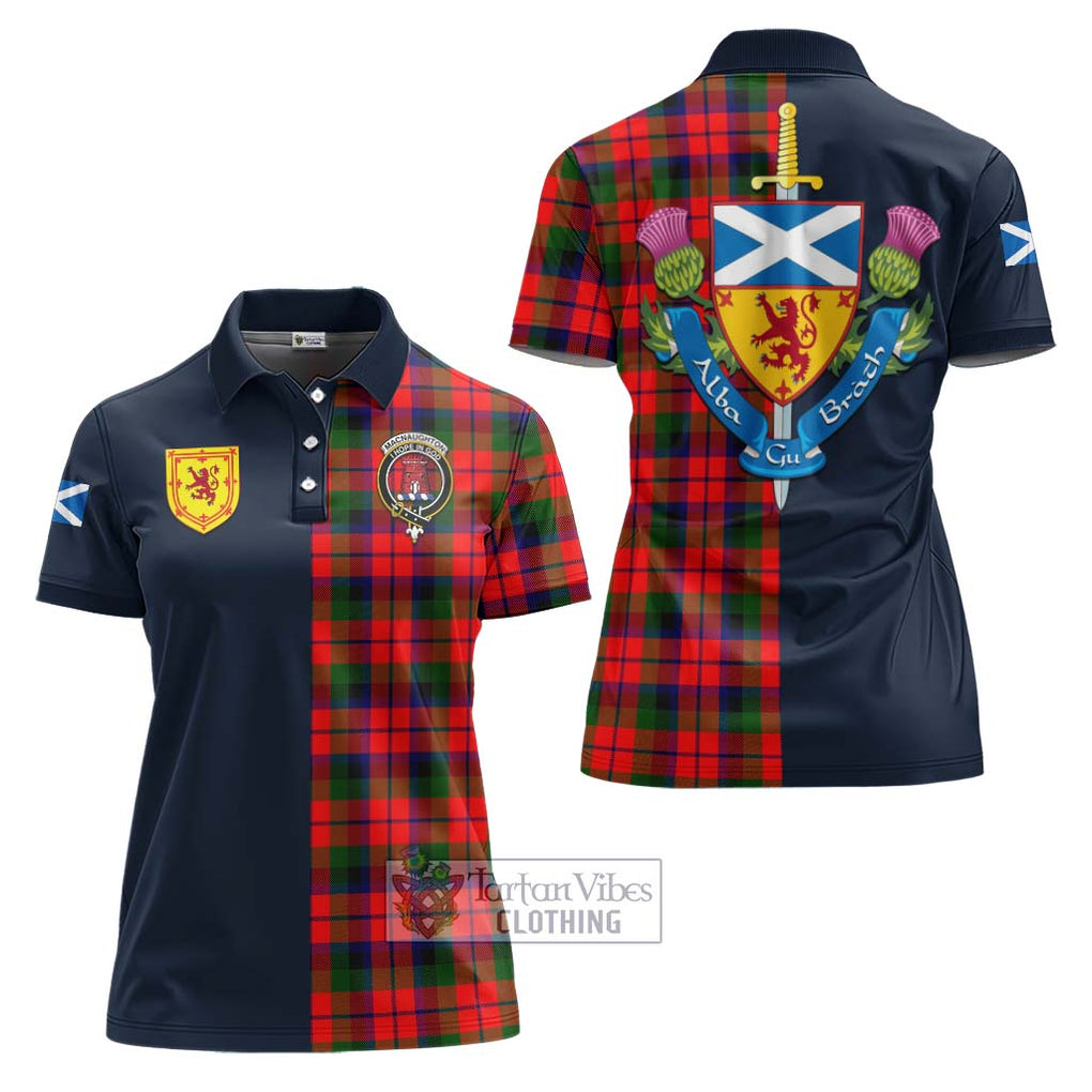 Tartan Vibes Clothing MacNaughton Modern Tartan Women's Polo Shirt with Scottish Lion Royal Arm Half Style