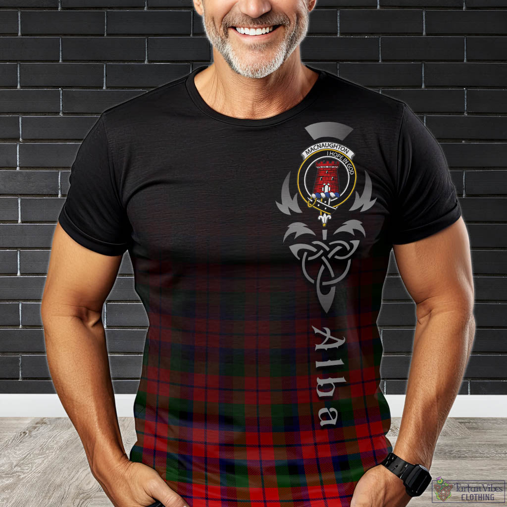 Tartan Vibes Clothing MacNaughton Modern Tartan T-Shirt Featuring Alba Gu Brath Family Crest Celtic Inspired