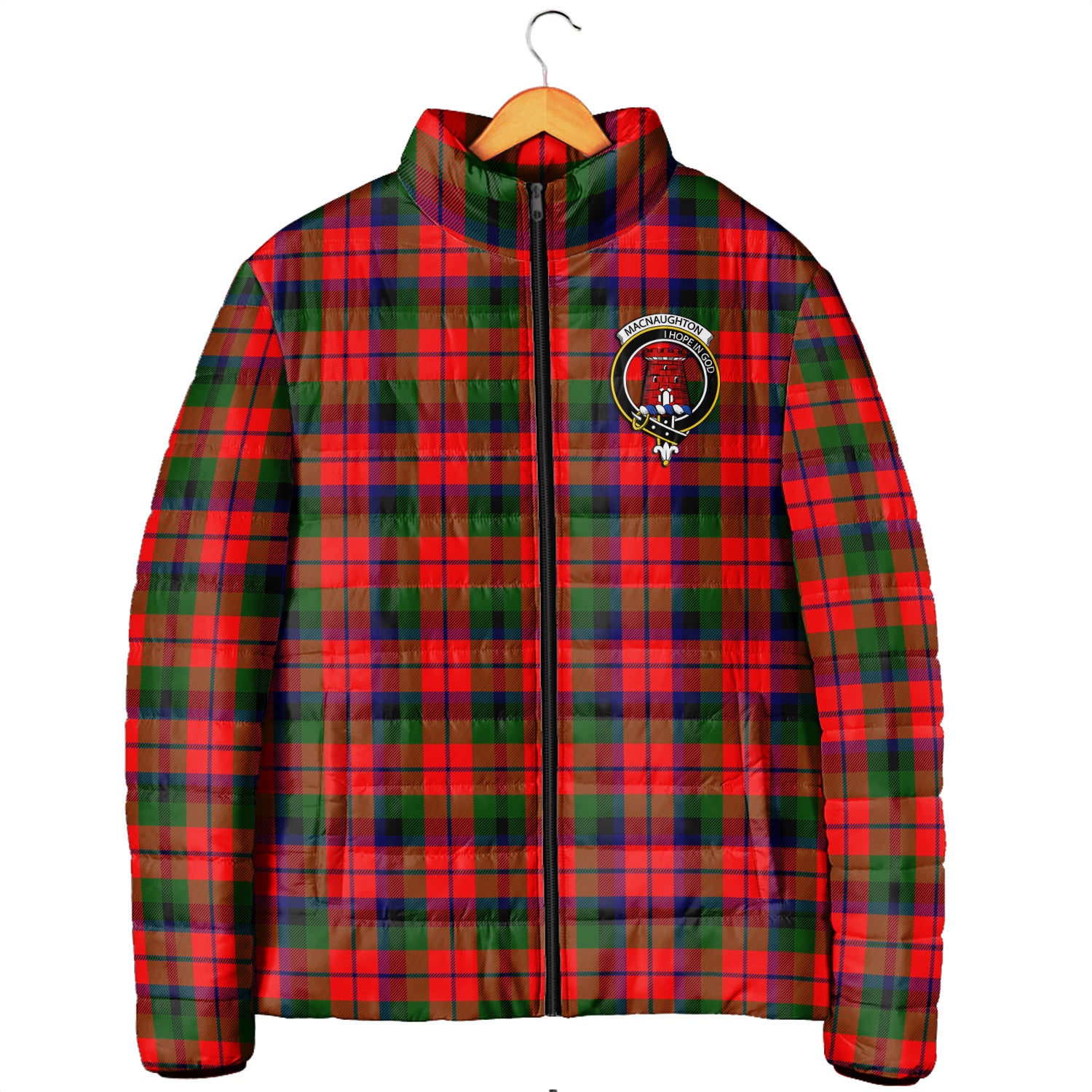 MacNaughton Modern Tartan Padded Jacket with Family Crest Men's Padded Jacket - Tartan Vibes Clothing