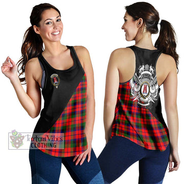 MacNaughton Modern Tartan Women's Racerback Tanks with Family Crest and Military Logo Style