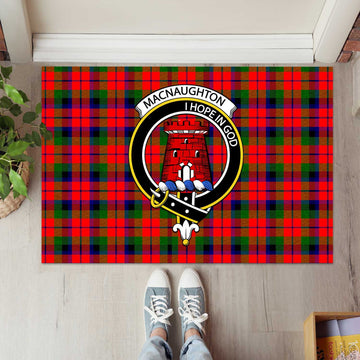 MacNaughton Modern Tartan Door Mat with Family Crest