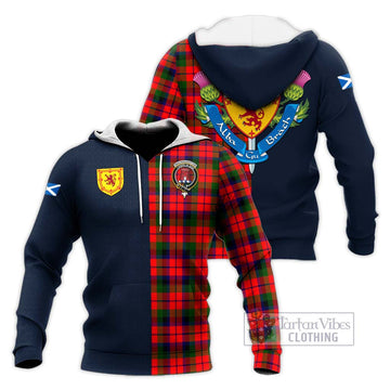 MacNaughton Modern Tartan Knitted Hoodie Alba with Scottish Lion Royal Arm Half Style